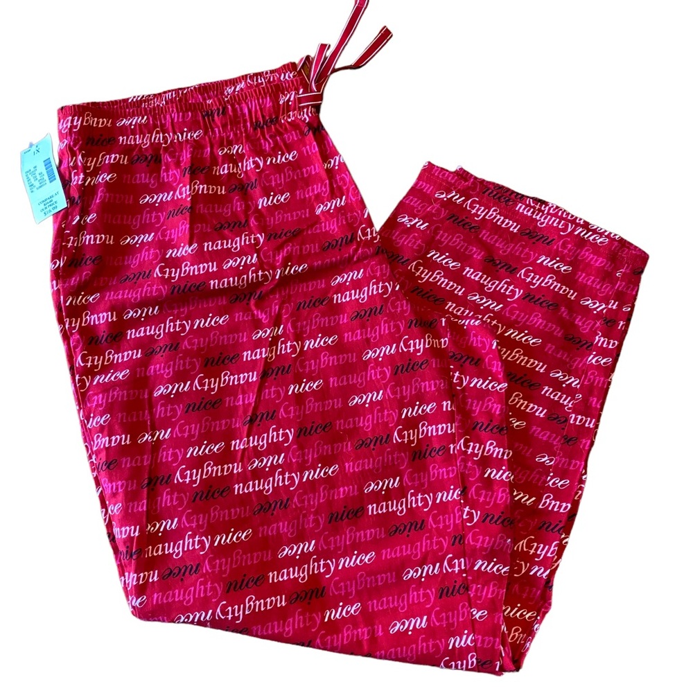 NWT Sleepwear Pajama Bottoms Lounge Pants Fashion Bug Naughty and Nice Holiday